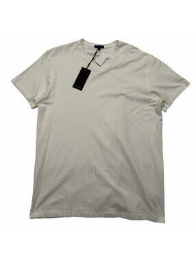 Patrick Assaraf Pima Stretch T-Shirt Slim Fit V-Neck White Size M